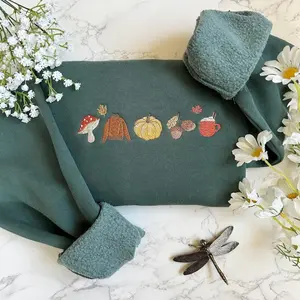 Embroidered Fall Sweatshirt, Autumn Cozy Season Sweatshirt, Pumpkin, Embroidered Mushroom Sweater, Thanksgiving Sweatshirt, Fall