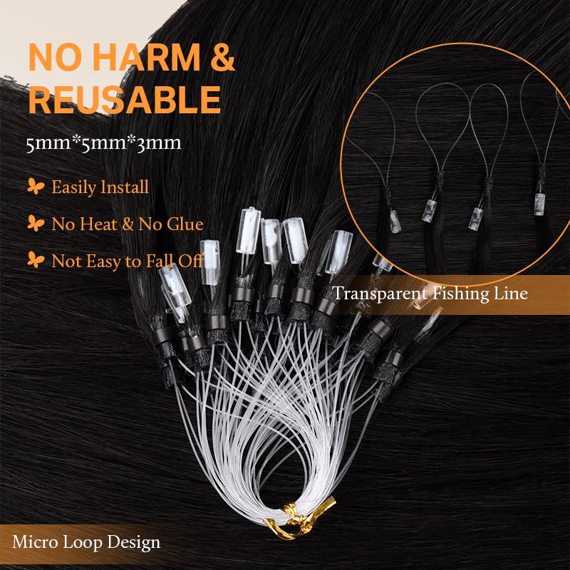 Doores Micro Link Hair Extensions 16-24inch 100% Human Hair Straight for Daily Use & Easy to Comb