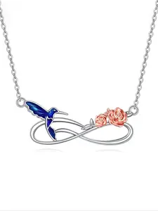Women's S925 Silver Hummingbird Pendant Necklace, Elegant Jewelry Gift Box Included, Perfect for Girlfriend Birthday Anniversary