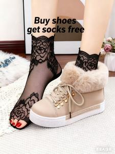 women's solid color lace up ankle boots, 2025 new style casual comfortable warm plush boots for fall & winter, winter boots for women, female all-match trendy footwear for daily wear, fall outfits, fall freshness, warm boots valentine's day gift for girl