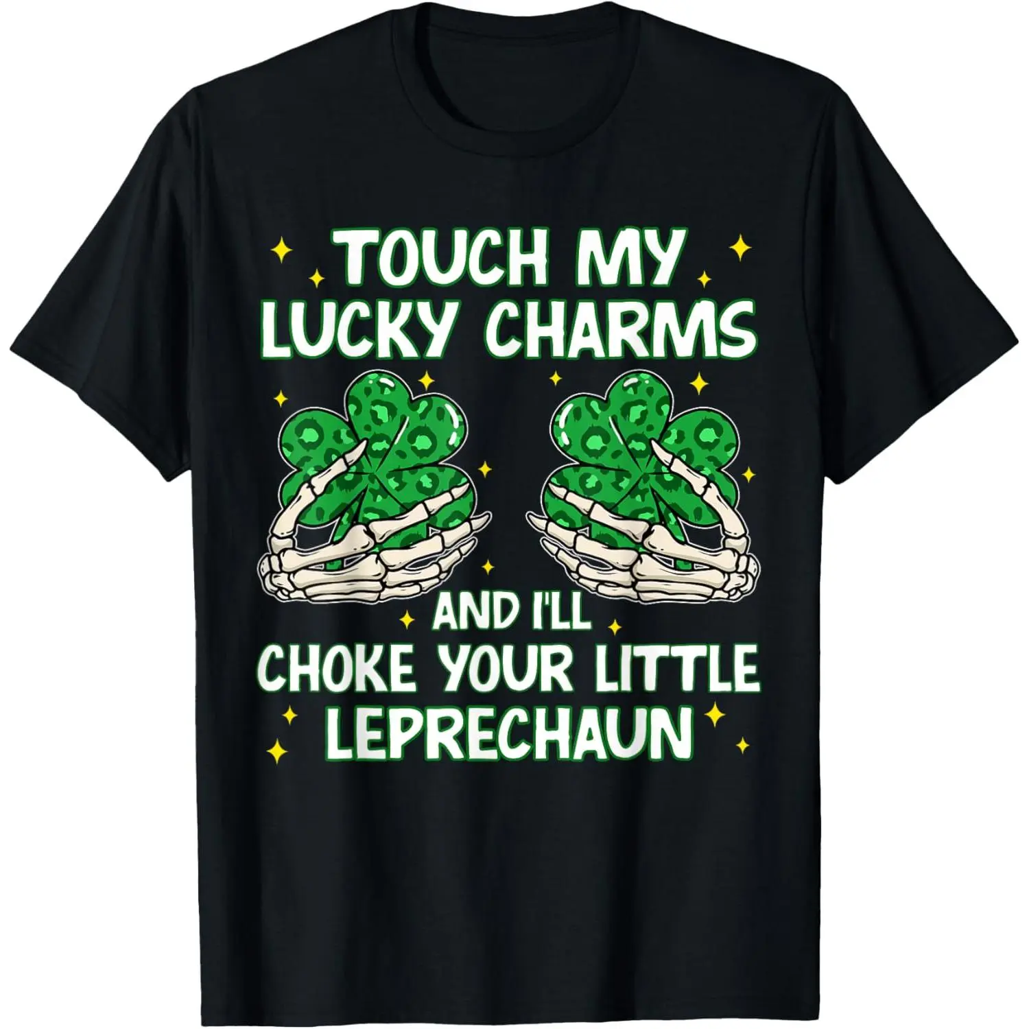 Humorous Skeleton Hand Featuring Shamrock Design for Women's St Patrick's Day Celebration