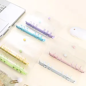 Lightweight PVC Loose-leaf Shell 6 Holes A6 Transparent Loose-leaf Book Color Clip Simple Candy Color Album Shell Storage Binder Binder Organizer