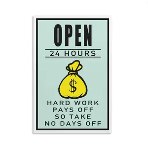 Motivational Monopoly Style Canvas Wall Art - Hustle Success Office Decor, Entrepreneur Inspirational 2D Prints, Modern Workspace Gallery Art (Framed) outdoorfun