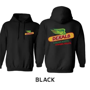 Dekalb Corn Harvest Hoodie – Dual-Sided Classic Grey Vintage Farm Graphic Hoodie, Casual Cotton Streetwear, Gift for Men & Women