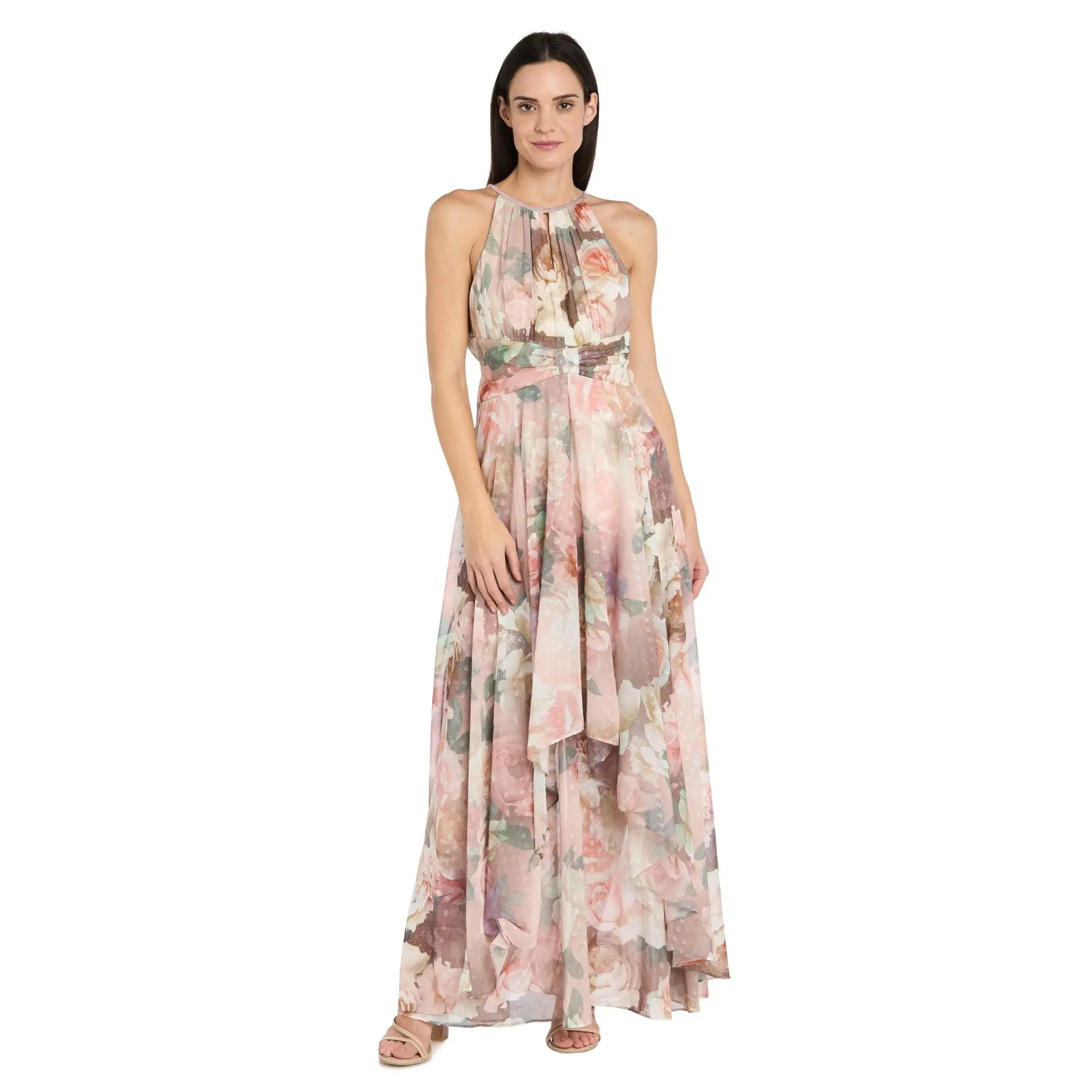 Blossom Whisper Halter Chiffon Gown - Petite