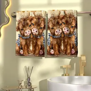 Cute plush calf pattern kitchen towels, room decorations, quick-drying dishcloths, cleaning supplies, kitchen decor, Soft Cleaning Towel