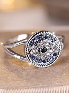 Unique Evil Eye Ring Synthetic Zirconia Inlaid Devil's Eye Design - Fashion Stackable Wedding Promise Rings for Women & Girls, Perfect for Wedding Jewelry Engagement Ring, Daily Wear Anniversary Valentine's Day Gift