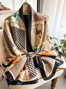 Women's Elegant Horse Print Design Satin Boho Style Shawl, New Fashion Soft Comfortable Scarf Wrap, Daily Wear, Seasonal Fit, Casual Multifunctional Use Hairband, Mother's Day Gift