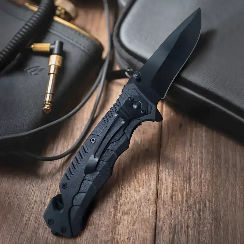 Portable EDC Foldable Utility Tool - 10cm Stainless Steel Sharp Blade, Textured Grip, Safe Lock, Ergonomic Handle, Lightweight Compact Youth Hiking Survival Gear (Non-Retractable, No Power Required)
