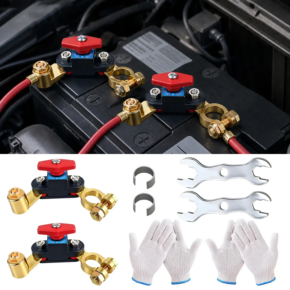 1Set Battery Disconnect Switches 12V/24V, Adjustable Pure Copper Battery Shut Off Switch, Quick Disconnect Battery Cut Off Universal Switch for Automotive, Rv and Boat