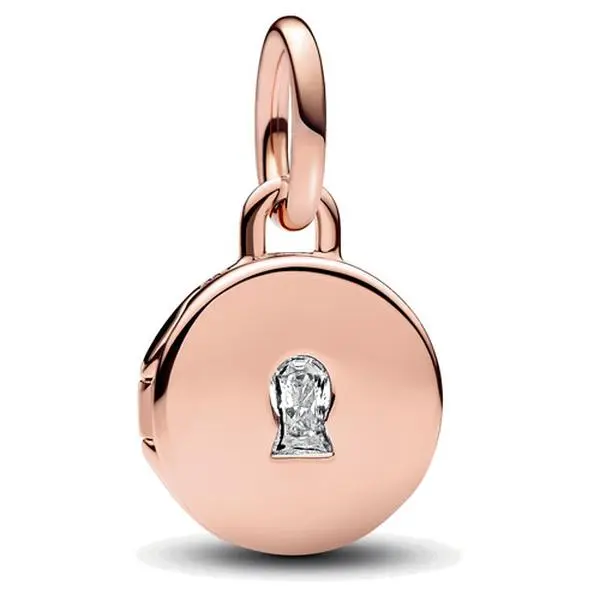 Pandora Openable, Engravable Love Locket Dangle Charm 783066C01, 14-Carat Gold Plated Charms & Pendants, Cubic Zirconia Engraved Jewelry for Women