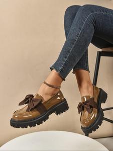 women's cute bowknot design loafers, trending shoes, affordable loafers, fashionable solid color slip on loafers for daily wear, casual comfortable shoes for daily wear, office shoes, walking shoes, footwear