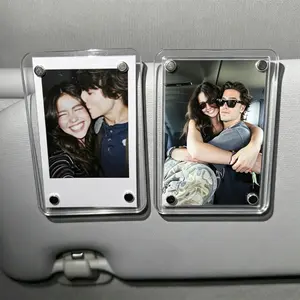 2Pcs Car Sun Visor Photo Clips Clear Acrylic Display Frames for Family Pet Photos Easy Clip Driver Gift Daily Use Set Vehicle, Fits Polaroid Go Instax Mini Stylish Car Accessory Perfect Gift for Couples, Family & Pet Memorabilia