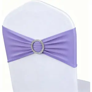 50 Pack Spandex Chair Bands with Buckles Elastic Chair Bows for Wedding Party Birthday Decoration