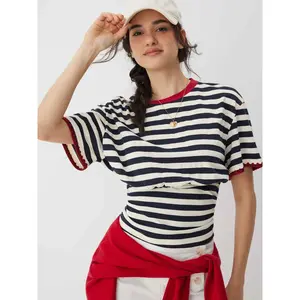 Cider Stripe Color-Blocked Oversized Short Sleeve Top