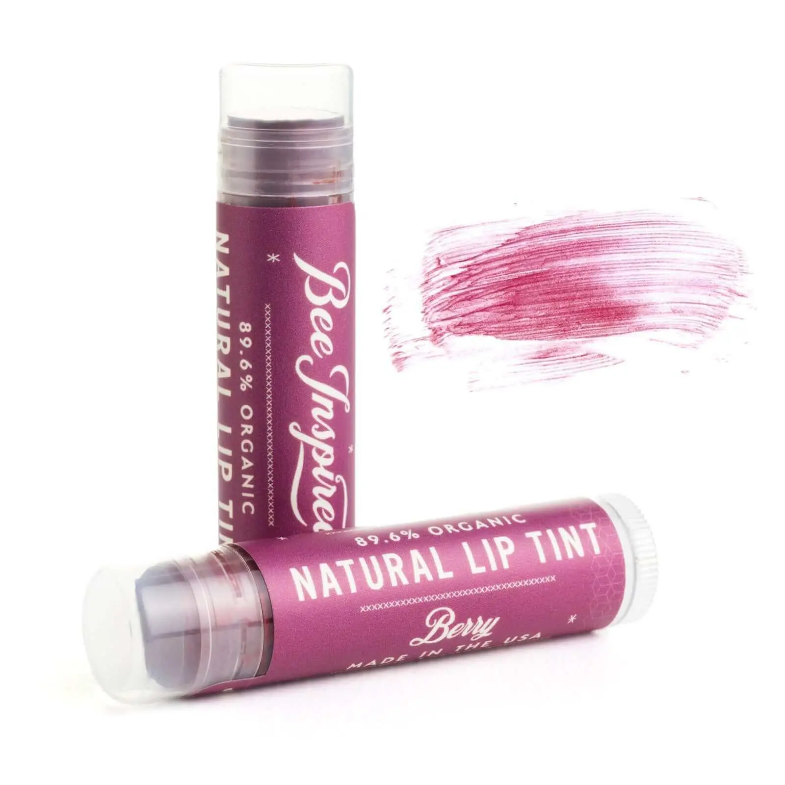 Bee Inspired Lip Tints Berry - Lightweight Moisturizing Formula with Beeswax & Plant Oils - Buildable Color for Everyday Use - Eco-Friendly Packaging - 0.15 oz Tube - Lipgloss, Lipstick