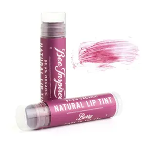 Bee Inspired Lip Tints Berry - Lightweight Moisturizing Formula with Beeswax & Plant Oils - Buildable Color for Everyday Use - Eco-Friendly Packaging - 0.15 oz Tube - Lipgloss, Lipstick