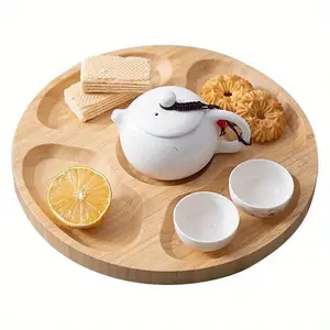 1pc Wooden Food Storage Tray Nut Platter Candy Snacks Server Dish Divided Dried Fruit Snack Plate Appetizer Serving Platter for Restaurant