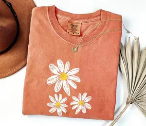 Comfort Colors Boho Floral Graphic Top – Casual Crewneck T-Shirt For Womenswear Summer