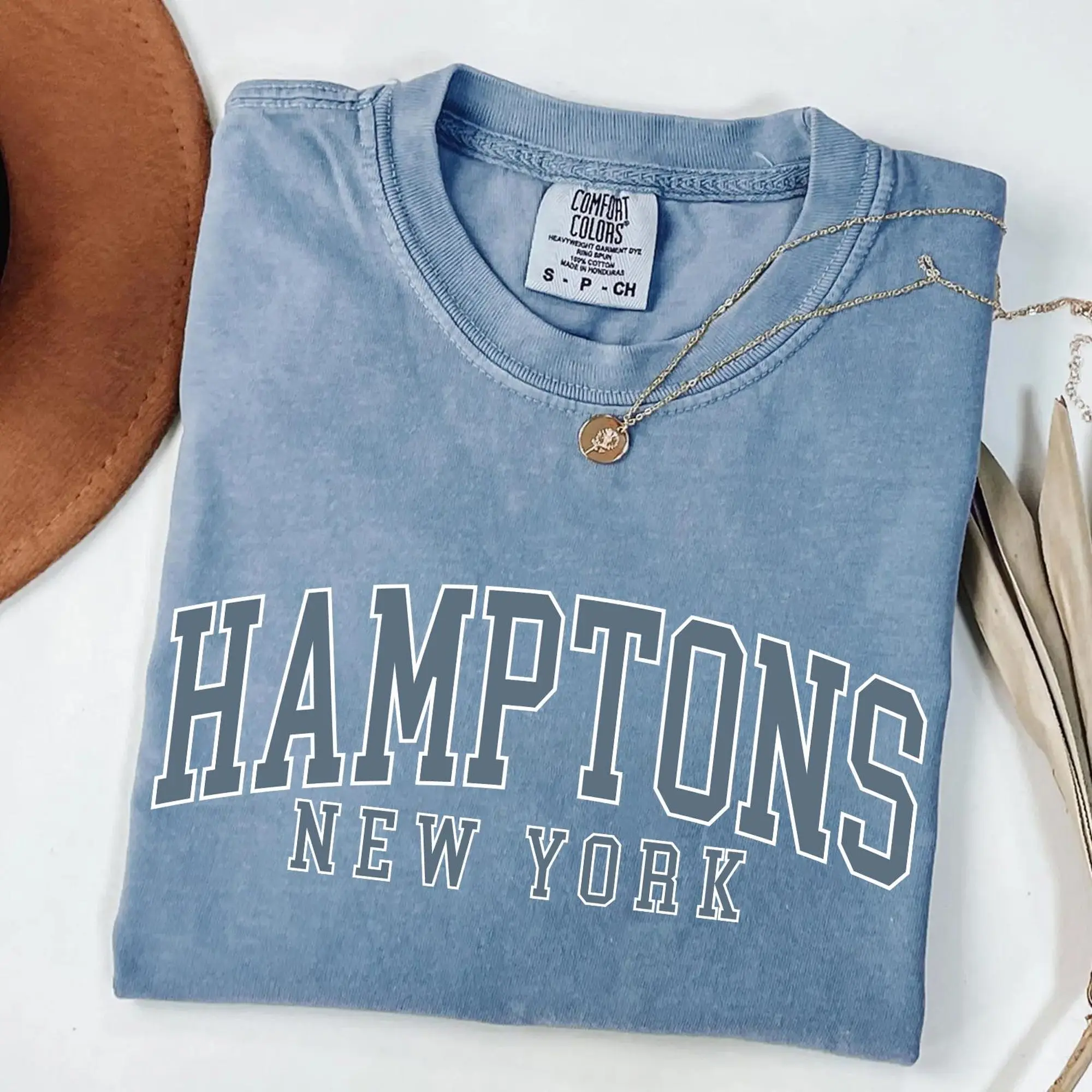 Hamptons New York Comfort Colors Shirt, Coastal Beach Vacation Tee, Long Island Garment Dyed T-Shirt, Preppy Summer Gift