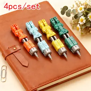 Cartoon Transforming Robot Pens Set of 4, Joint Moveable Transformer Pen Toys, Deformation Toy Soldiers, Mech Two-In-One Toy Pens, Rollerball Pen Set