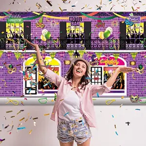 Mardi Gras Party Backdrop Banner, Large Mardi Gras Sign, Photo Booth Background, New Orleans Themed, Carnival Party Decoration