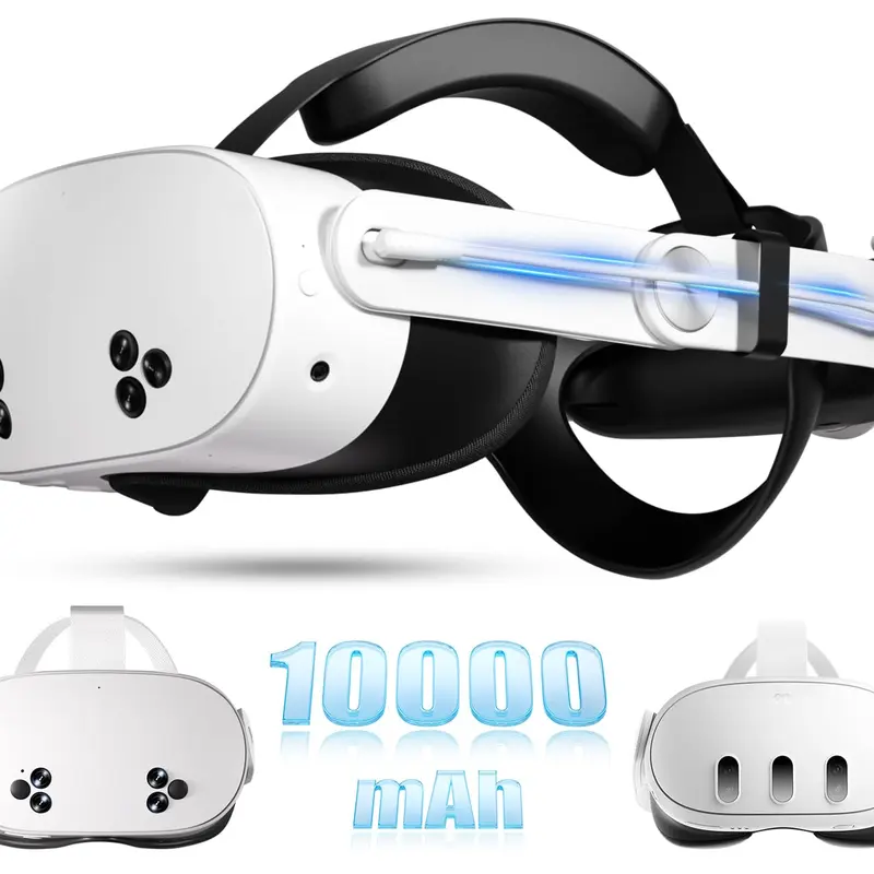10000mAh Portable Wireless Headstrap Battery for Meta Quest 3/3S & Oculus Quest 3 - 18W Fast Charging, Adjustable Retractable Replacement Elite Strap, 2.5H Charging Time, +4H Gaming Playtime, Enhanced Support, Sponge Design, Improved VR Experience