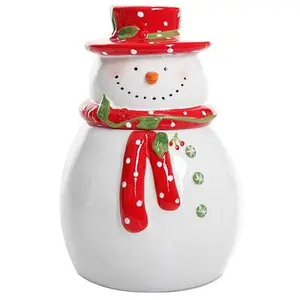 Gibson Home Holiday Cheer 7.5" Snowman Hand-Painted Cookie Jar