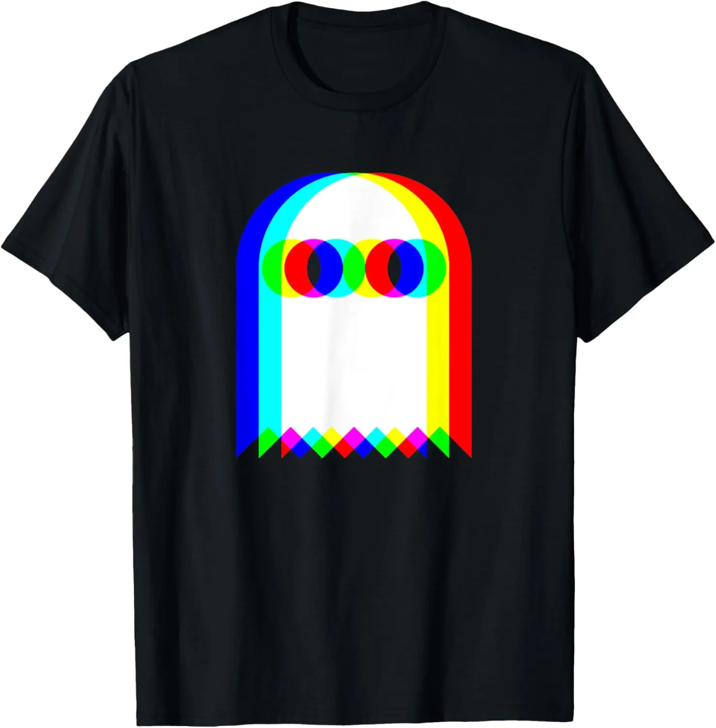 Women's 100% Cotton Short-Sleeve Casual Round Neck Distressed Vintage Graphic T-Shirt - Ghost Print, Everyday Streetwear Clothes for Halloween Techno Rave Parties