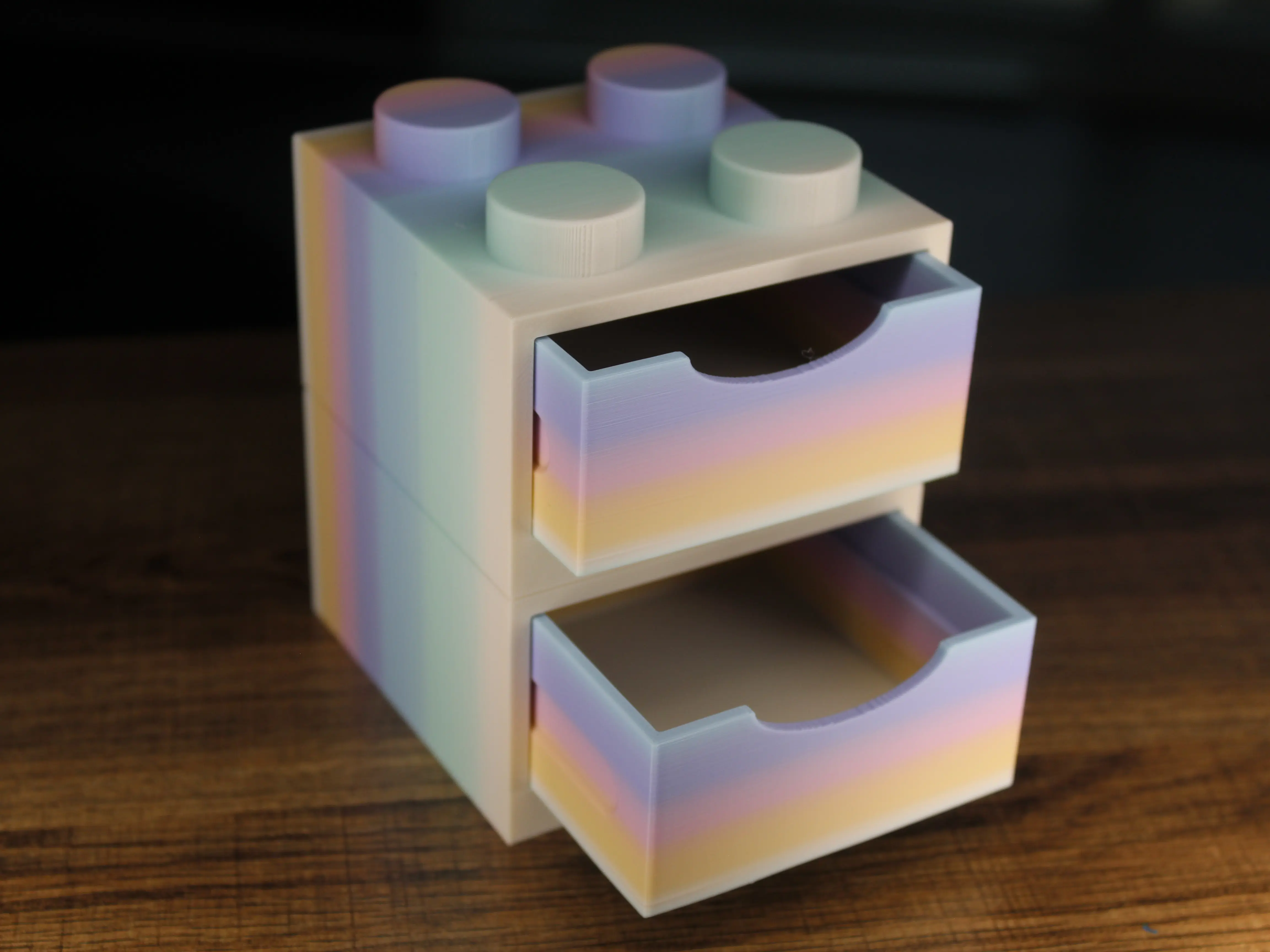 Interlocking Bricks Office Desk Organizer - 3"x3" and 6.2"x3.1" Storage Boxes for Home Supplies