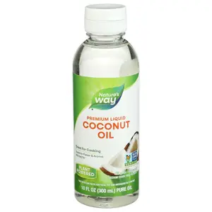 Nature's Way Premium Liquid Coconut Oil 10 fl oz LQ - 10FO Always Liquid Rich in MCTs Non-GMO Pure for Cooking Baking Smoothies Coffee Salads Skin Hair Care