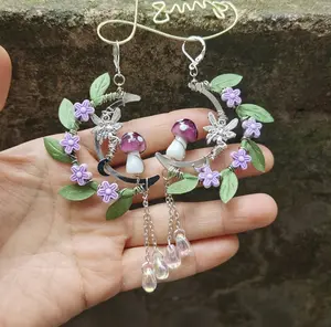 Handmade Fairycore Mushroom Drop Earrings
