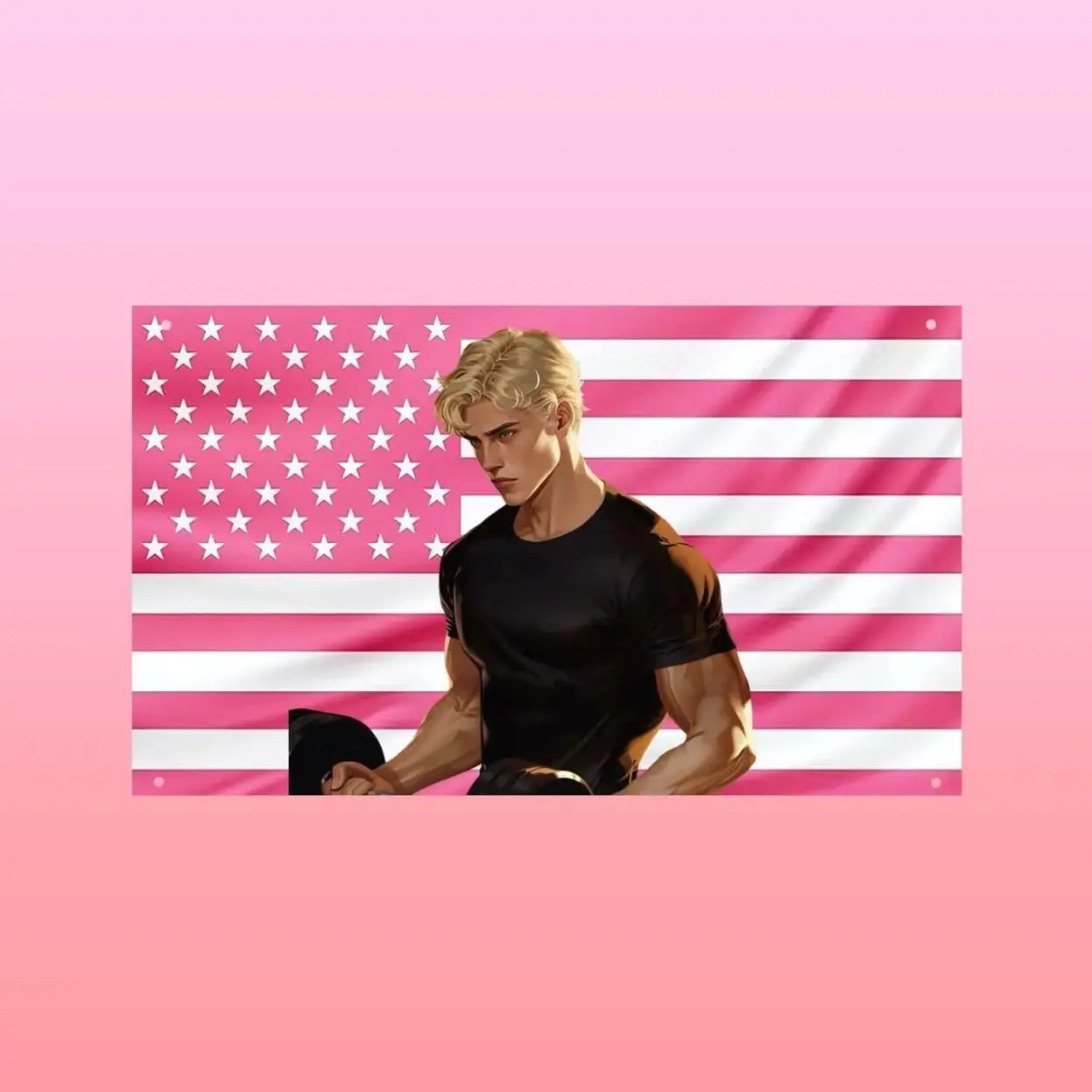 Aaron Warner Pink USA Flag | Shatter Me Fan Art Tapestry | Hot Booktok Bookish Wall Decor