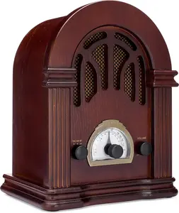 Retro AM/FM Radio with  - Classic Wooden  Retro Style Speaker