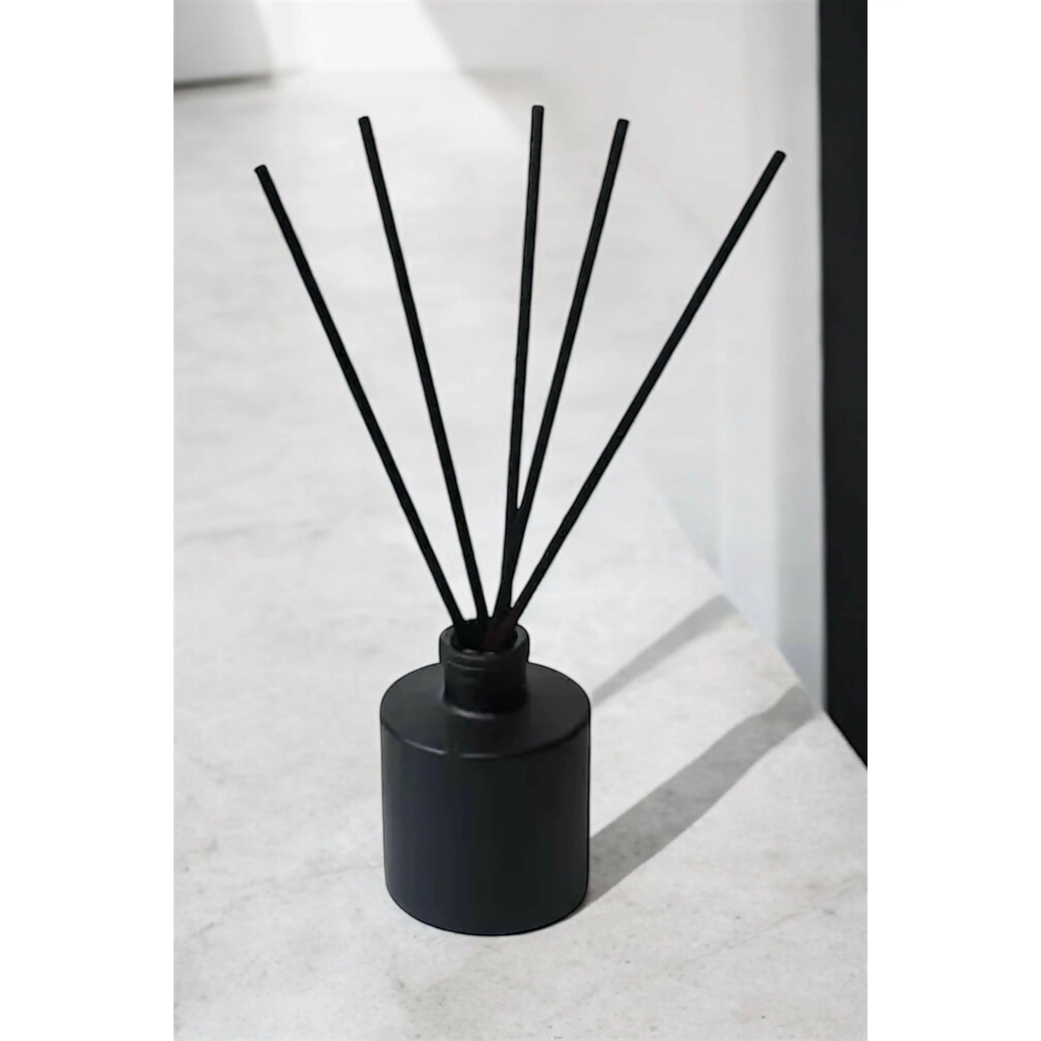 Matte Black Glass Jar Scented Reed Diffusers - Long-Lasting Home Fragrance for Home Care Supplies, Laundry Room Use