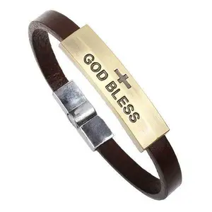 👉 “Christian Bracelet 🙏 ‘God Bless’ Leather Band – Faith Everyday Wear”