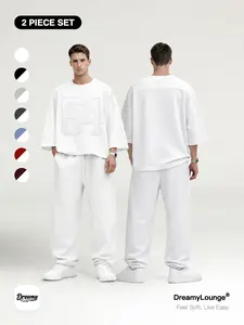 Bad Rabbit Number 64 Print 「2-Piece Set」 Mid-Sleeve T-Shirt + Sporty Wide-Leg Pants, Casual Warm Breathable for Home & Outdoor Clothes