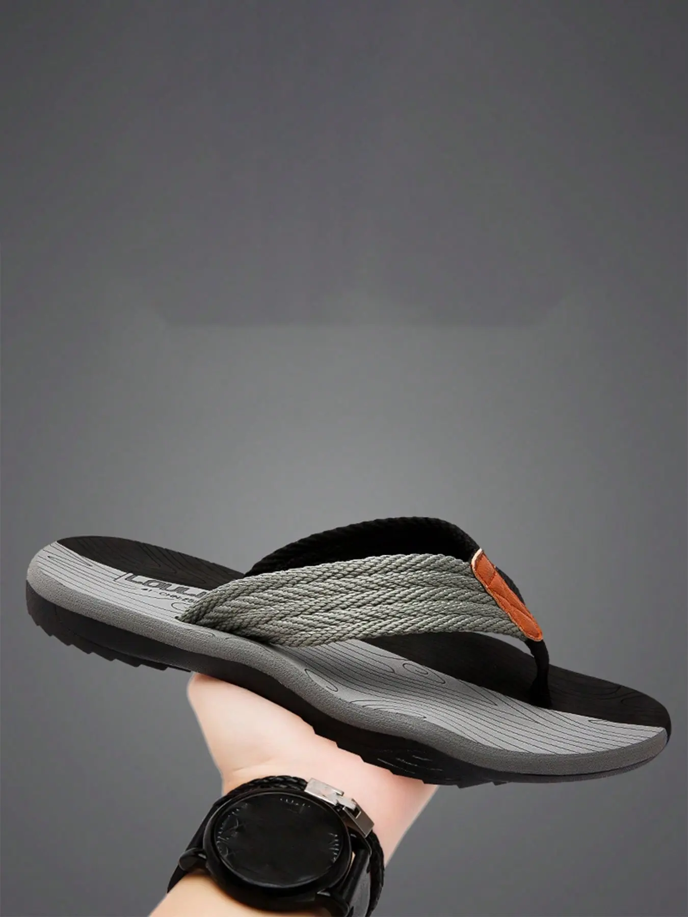 Men's Sandals Flip Flops, Summer Footwear, Durable Sole, Soft Comfortable Eva Insole, Secure Walking, Unique Two-Tone Texture Design, Beach Essential