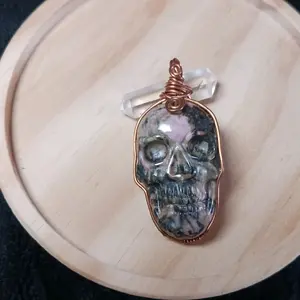 Rhodonite skull shaped pendant