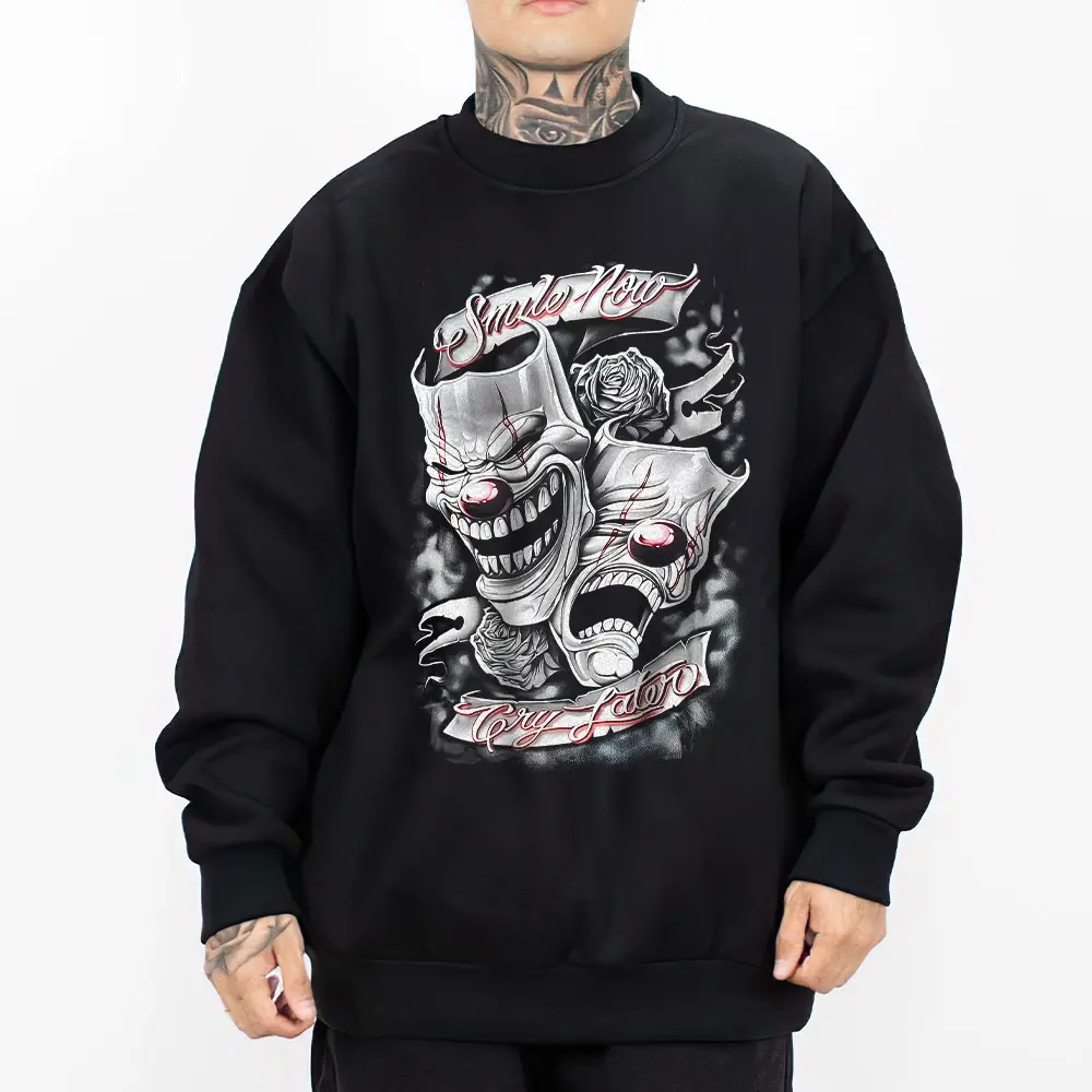 Smile Now Cry Later 11 Chicano Clothing, Chicana Art, Cholo Chola outfit Cotton Fabric Menswear Casual, Streetwear hoodie T-Shirt S-3XL