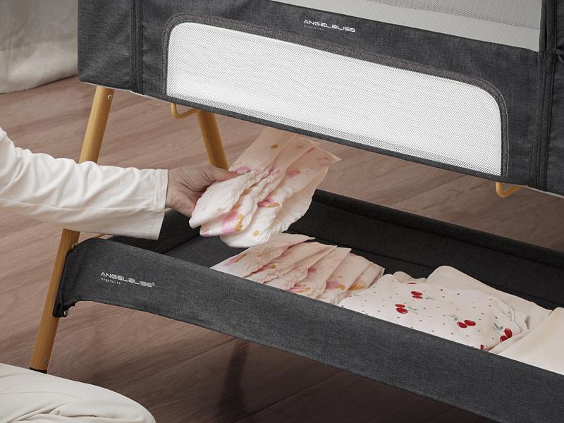 Angelbliss 3 in 1 Baby Bassinet with Comfy Mattress, 6 Height Adjustable, Easy Folding, Portable Bedside Crib for Newborn Infants