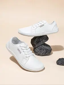 HOBIBEAR Women's Casual PU Leather Sneakers, Wide Fit Round Toe Low Top Shoes, Soft Sole All Season Footwear, Comfortable Walking Running Shoes