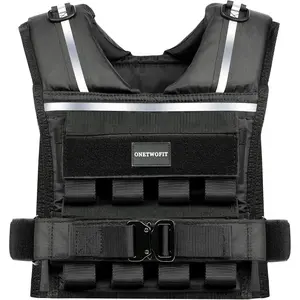 Adjustable 35lb/45lb Men's Weighted Vest with Reflective Stripe, Ultra Thick Shoulder Padding, Detachable Iron Weights Workout Vest for Running GYM Walking Strength Training Home