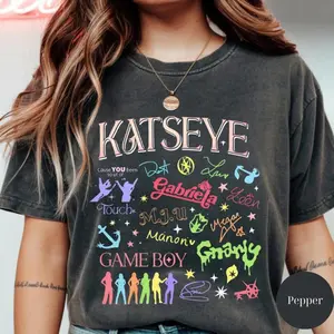 Katseye Kpop Graphics Tee, Vintage Katseye The Beautiful Chaos Tour Shirt