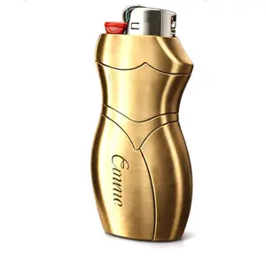 Personalized Metal Lighter Case for BIC Standard J6 Custom Name Laser Engraved Brushed Finish No Rattling Gift for Men Bronze