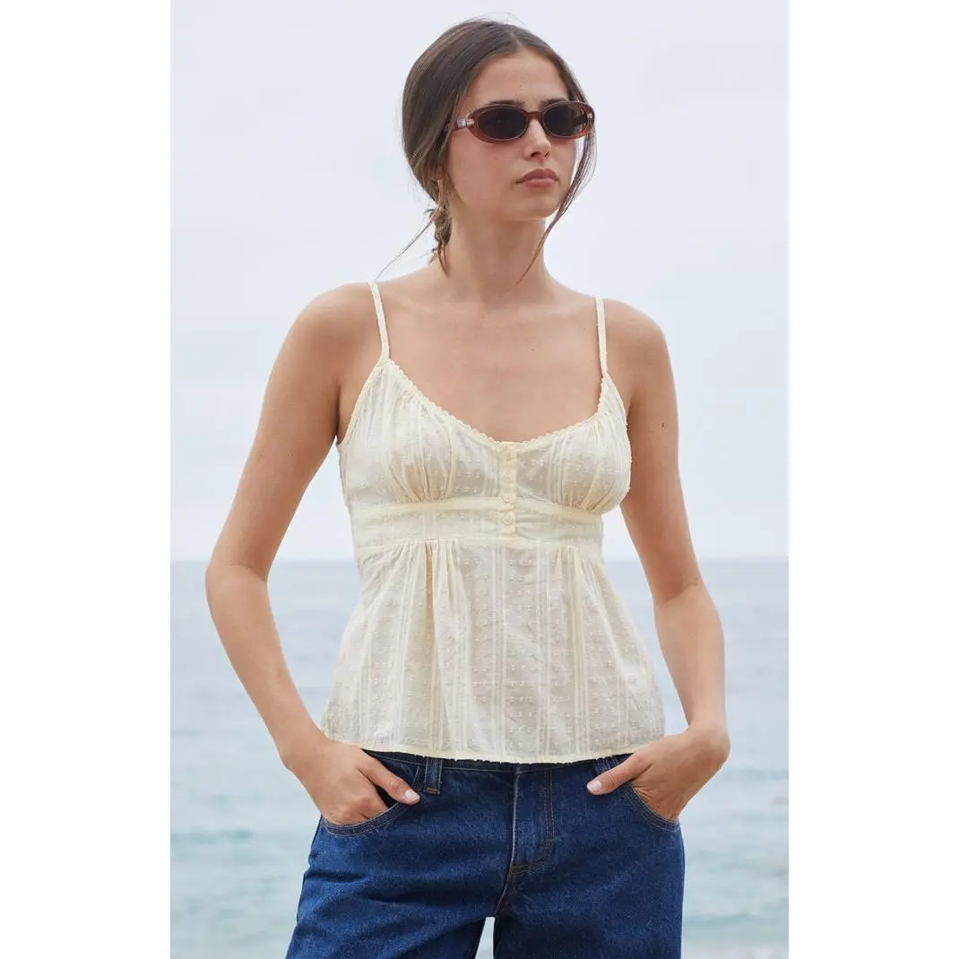John Galt Women's Yellow Dotted Tiffany Tank Top