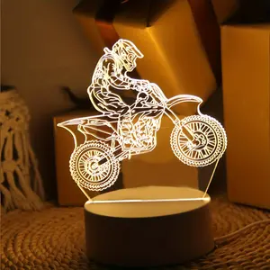 3D Motorcycle Design Night Light, USB Plug and Play Creative Motorcycle Design Decorative Led Lights, Novelty Lighting for Bedroom & Living Room