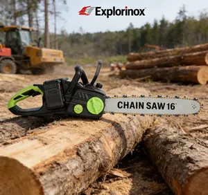 Explorinox 16 Inch Cordless Chainsaw with Brushless Motor, Battery Powered Chainsaw, Auto-Lubrication Chain Saw for Tree Felling, Pruning, Logging and Firewood