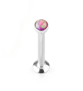 16G Pink Opalite Flat Back Internally Threaded Steel Post