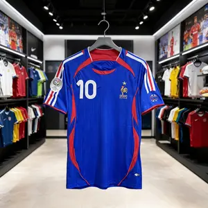 2006 France National Team Home Short Sleeve Uniform No.10 Zidane Fan Edition Retro Soccer Jersey Blue
